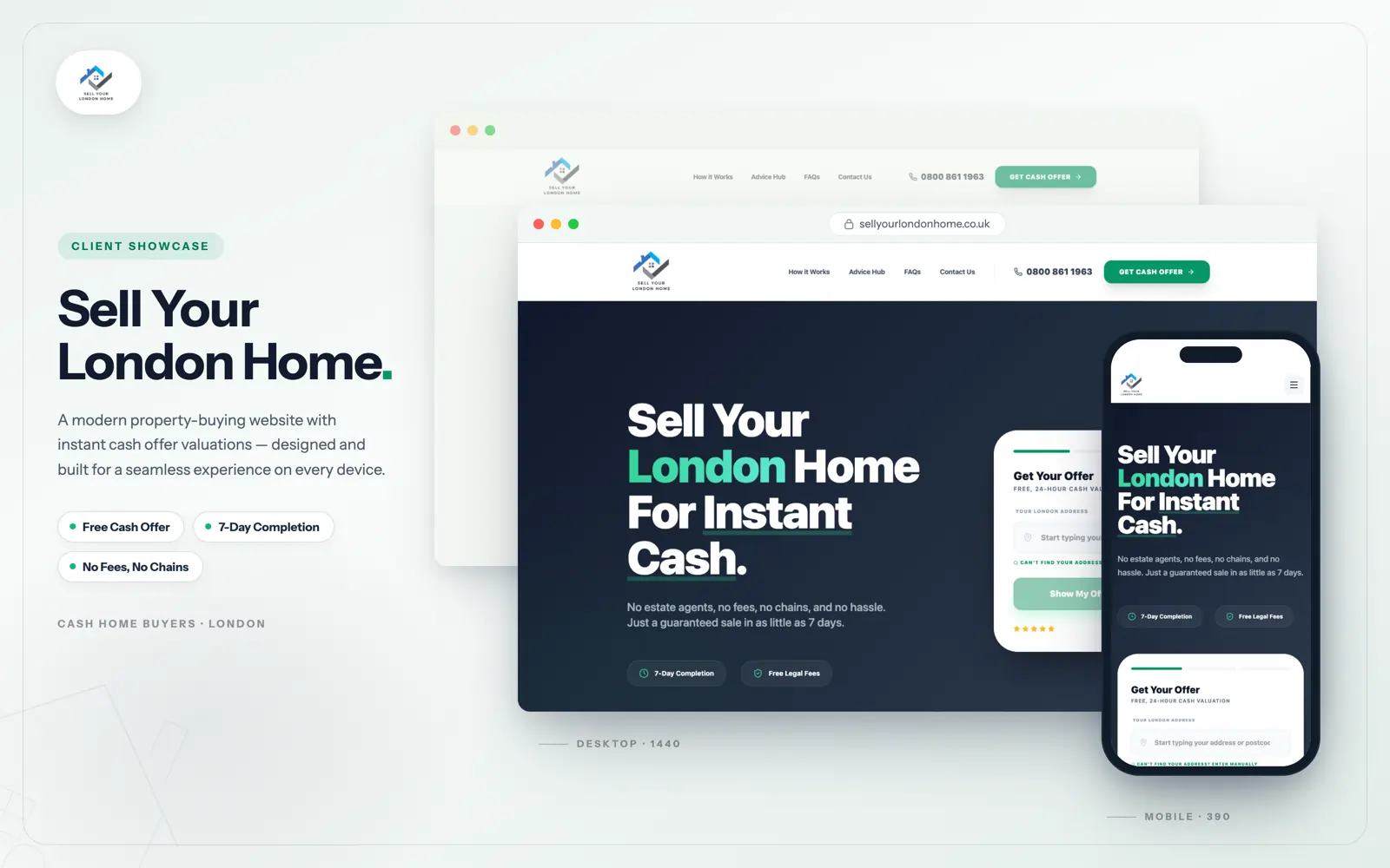 Sell Your London Home website showcase — desktop and mobile