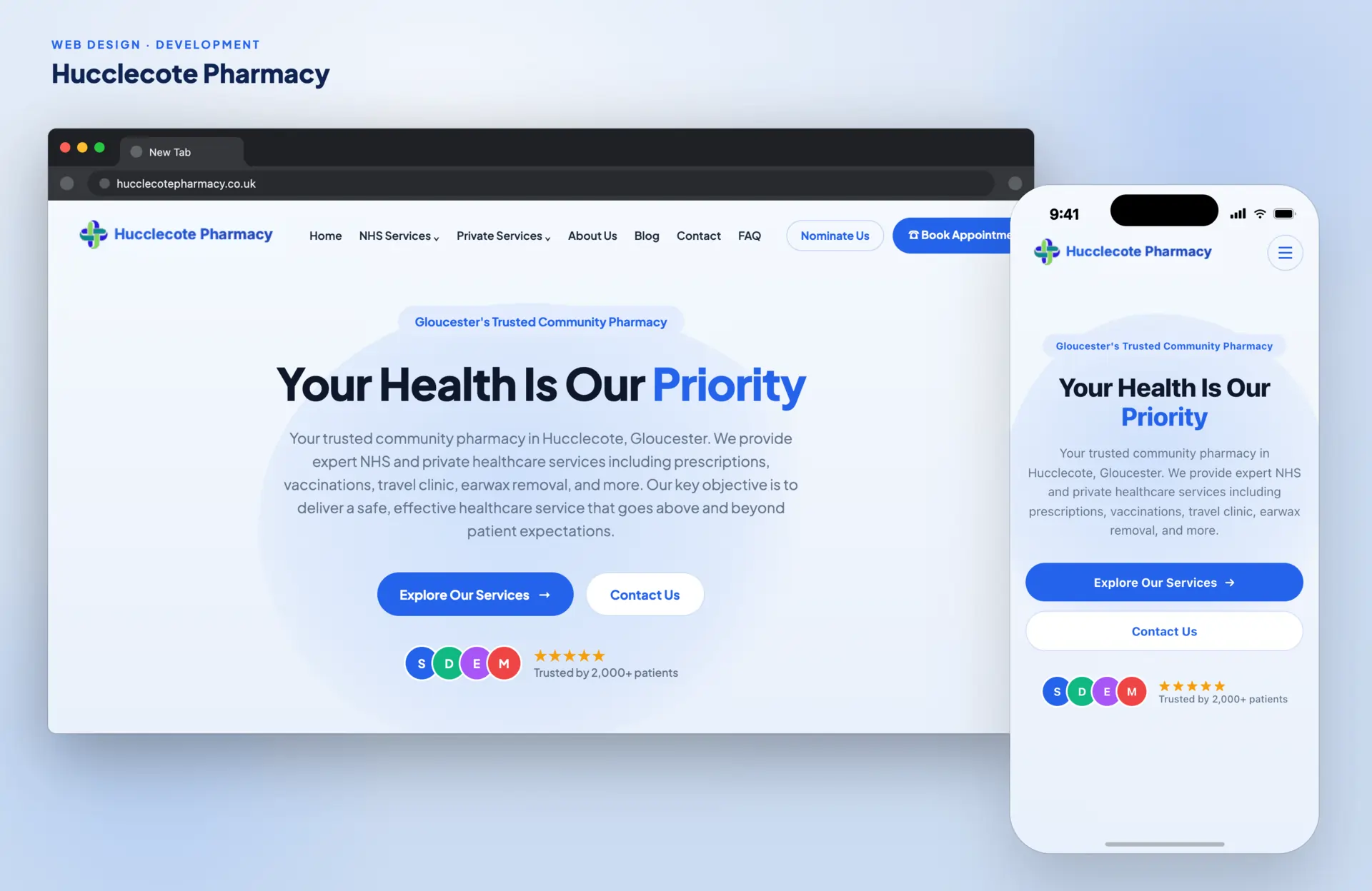 Hucclecote Pharmacy website preview