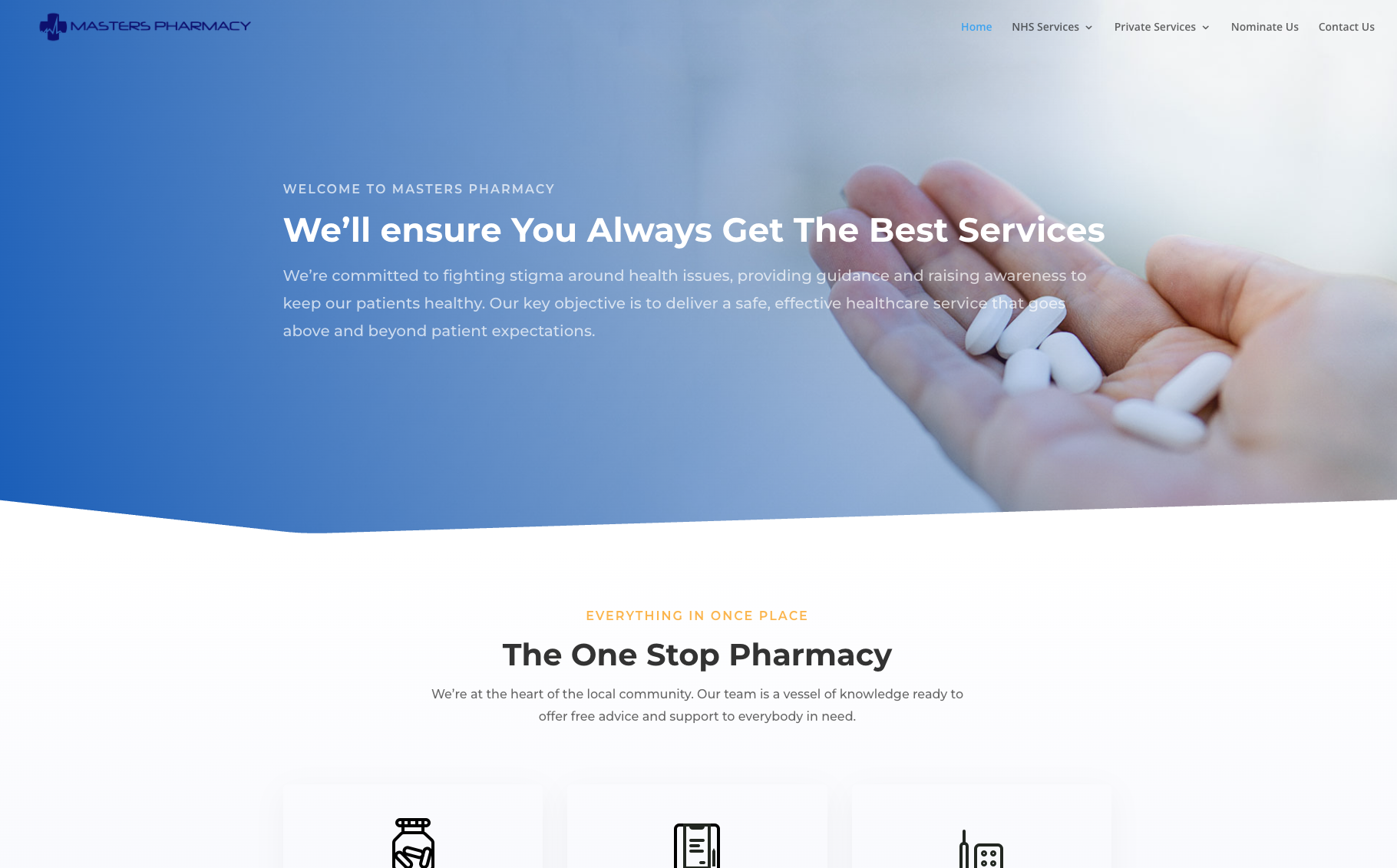 Pharmacy First website dashboard with NHS triage modules and conversion analytics